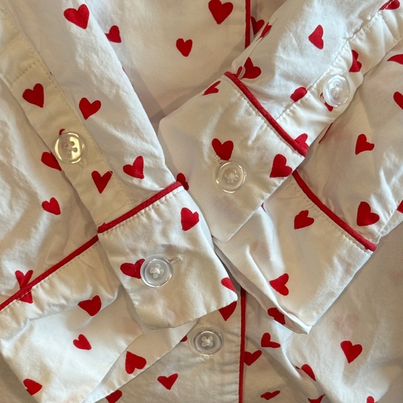 The Company Store White & Red Heart Poplin Nightshirt Sleep Shirt Size Medium - Picture 8 of 10